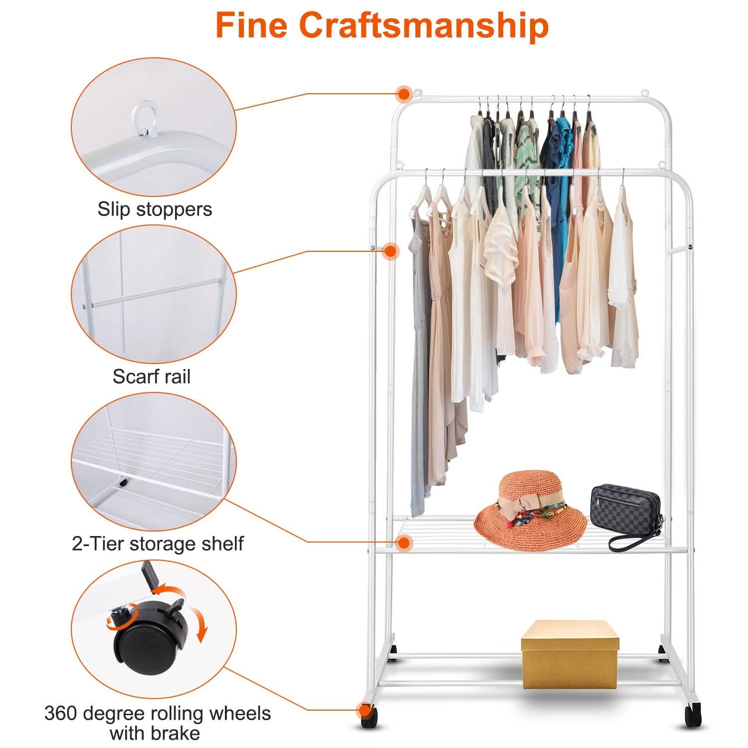 Garment Hanging Rack Clothing Rail Organizer