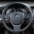Genuine Leather Car Steering Wheel Cover Soft Anti slip Steering-Wheel Braid Cowhide Braid With Needles Thread Leather Steering Wheel Cover Heavy Duty Pure Cowhide Steering Wheel Cover, Genuine Leather Steering Wheel Cover