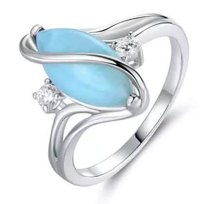 Genuine Marquise-Cut Larimar S Ring