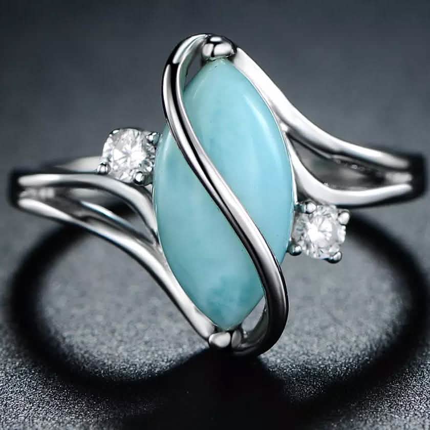 Genuine Marquise-Cut Larimar S Ring