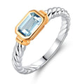 Genuine Sky-Blue Topaz Rope Detail Ring by Gembassy