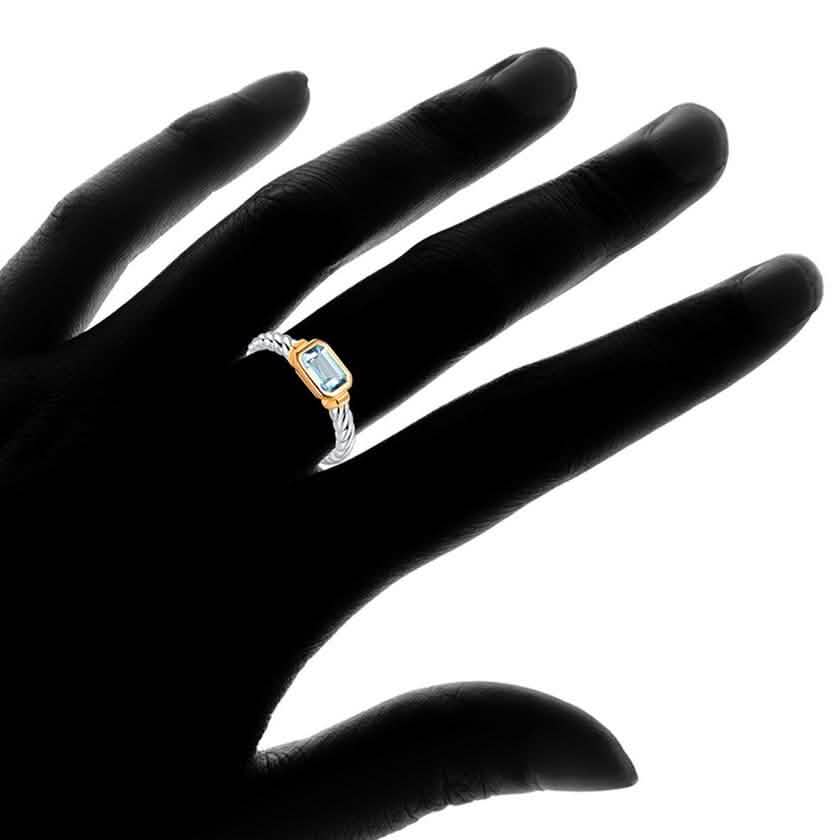 Genuine Sky-Blue Topaz Rope Detail Ring by Gembassy
