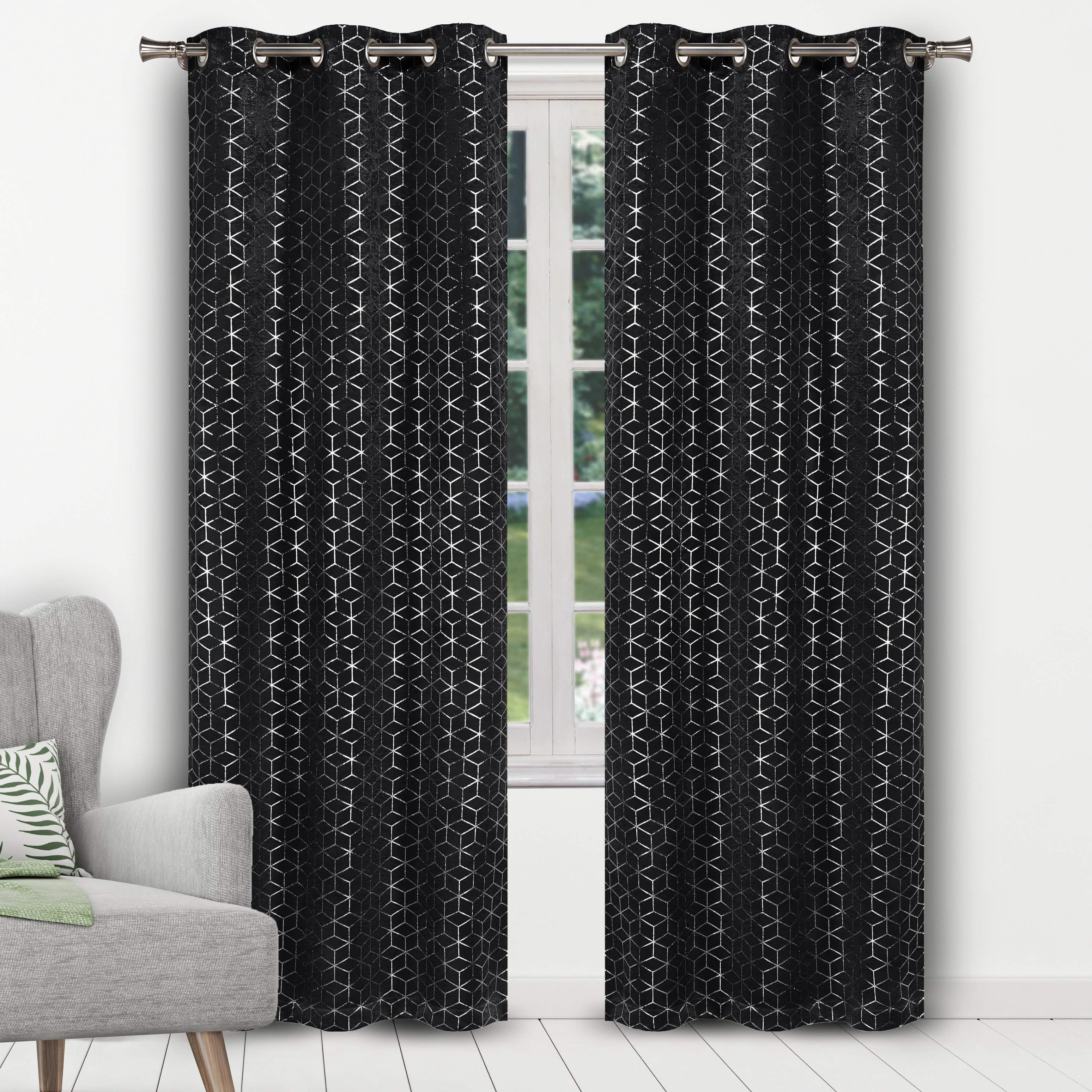 Geometric Pattern Blackout Thermal Window Curtain Pair Panel