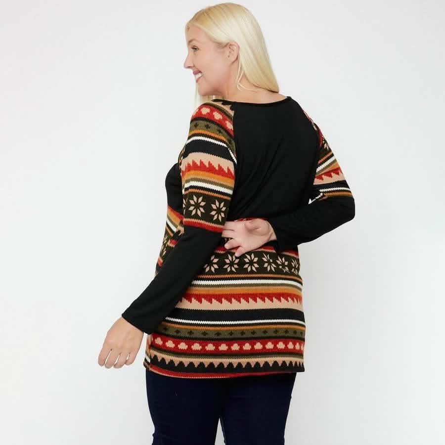 Geometric Print-Contrast Tunic