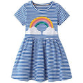 Girl's Cotton Casual Striped Jersey Dress