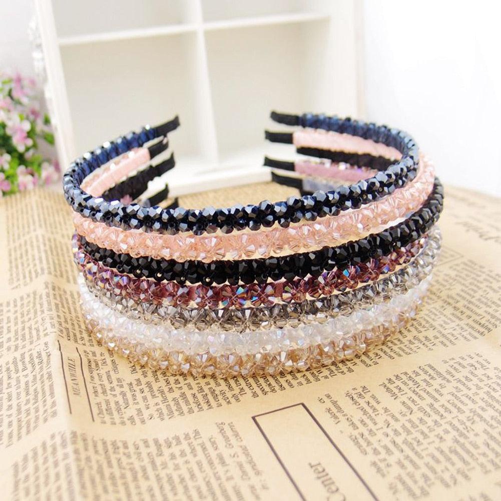 Girls Shiny Luxury Rhinestone Hair Band High Quality Diamond Pearls Hair Hoop Accessories for Women Crystal Headbands Ornaments