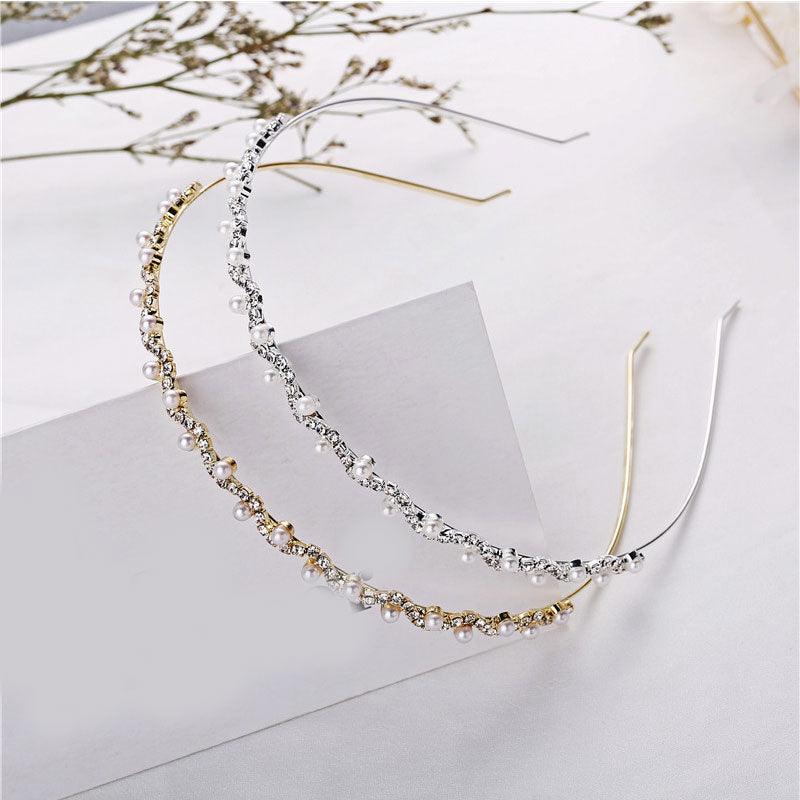 Girls Shiny Luxury Rhinestone Hair Band High Quality Diamond Pearls Hair Hoop Accessories for Women Crystal Headbands Ornaments