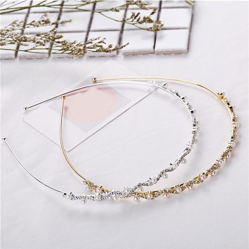 Girls Shiny Luxury Rhinestone Hair Band High Quality Diamond Pearls Hair Hoop Accessories for Women Crystal Headbands Ornaments