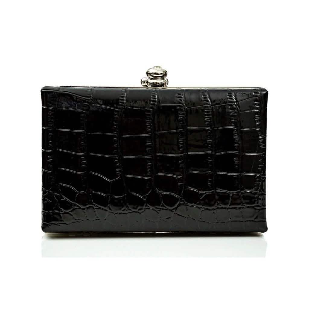 Glambag Shiny Exotic Croc Frame Clutch