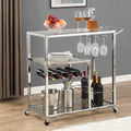 Glass Bar Cart with Wine Rack & Glass Holder