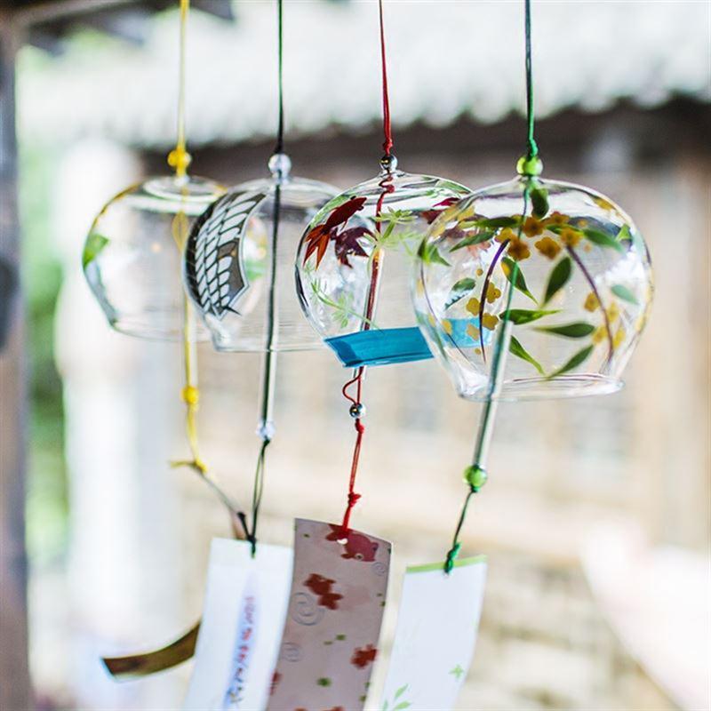 Glass Wind Chimes Japanese-Style Wind Chime Simple And Beautiful Label Pendnat Wind Bells Japanese Glass Wind Chime Handmade Pendants For Birthday Gift and Home Decors