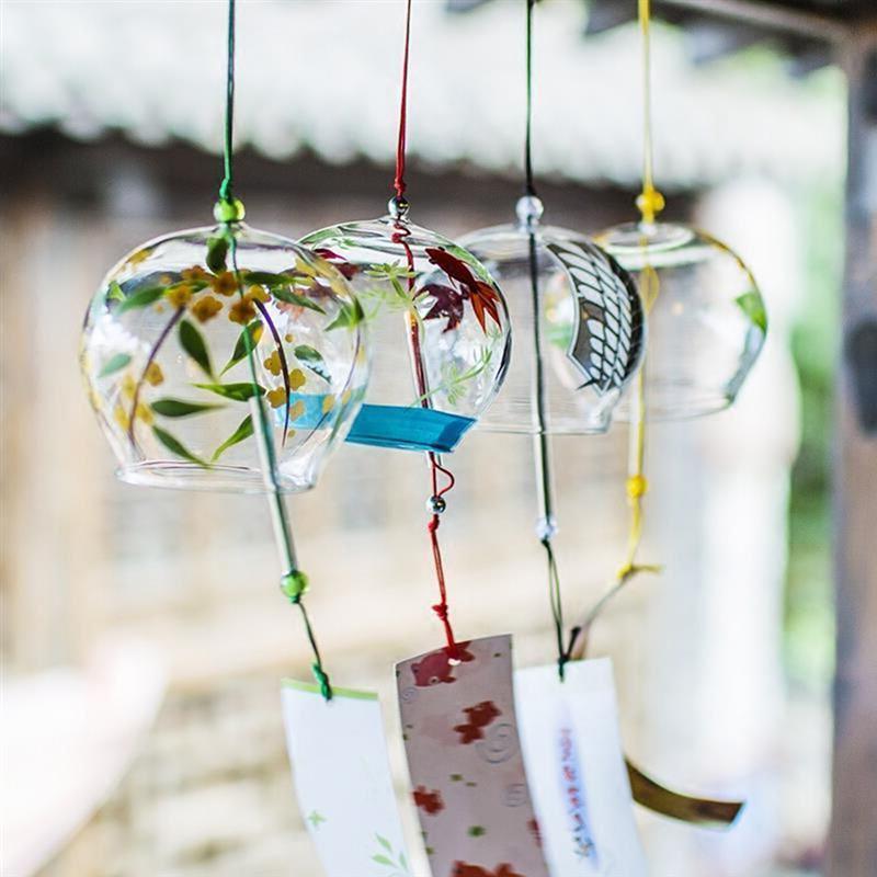 Glass Wind Chimes Japanese-Style Wind Chime Simple And Beautiful Label Pendnat Wind Bells Japanese Glass Wind Chime Handmade Pendants For Birthday Gift and Home Decors