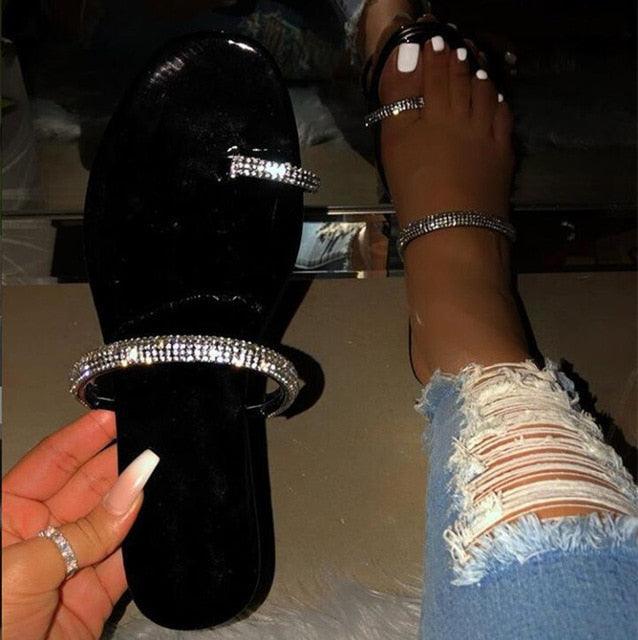 Glitter Slippers Women Summer Sandals Fashion Bling Candy Color Flip Flops Beach Diamond Flat Outdoor Sandals Slip On Sandals Slide Glitter Bling Casual Sandal Flat Open Toe Sparkle Slides