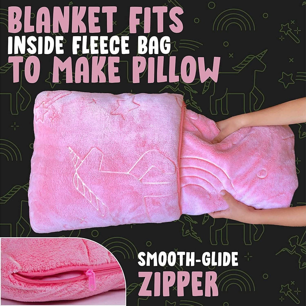 Glo-Fun Glow in the Dark Unicorn Blanket and Pillow Bag
