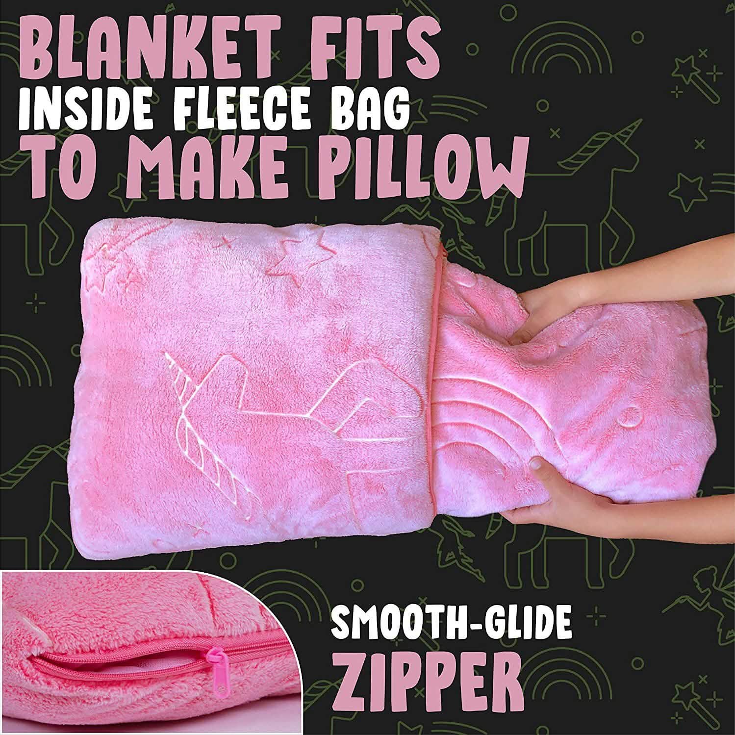 Glo-Fun Glow in the Dark Unicorn Blanket and Pillow Bag