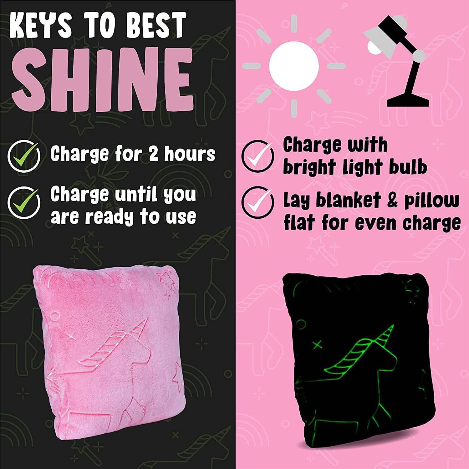 Glo-Fun Glow in the Dark Unicorn Blanket and Pillow Bag