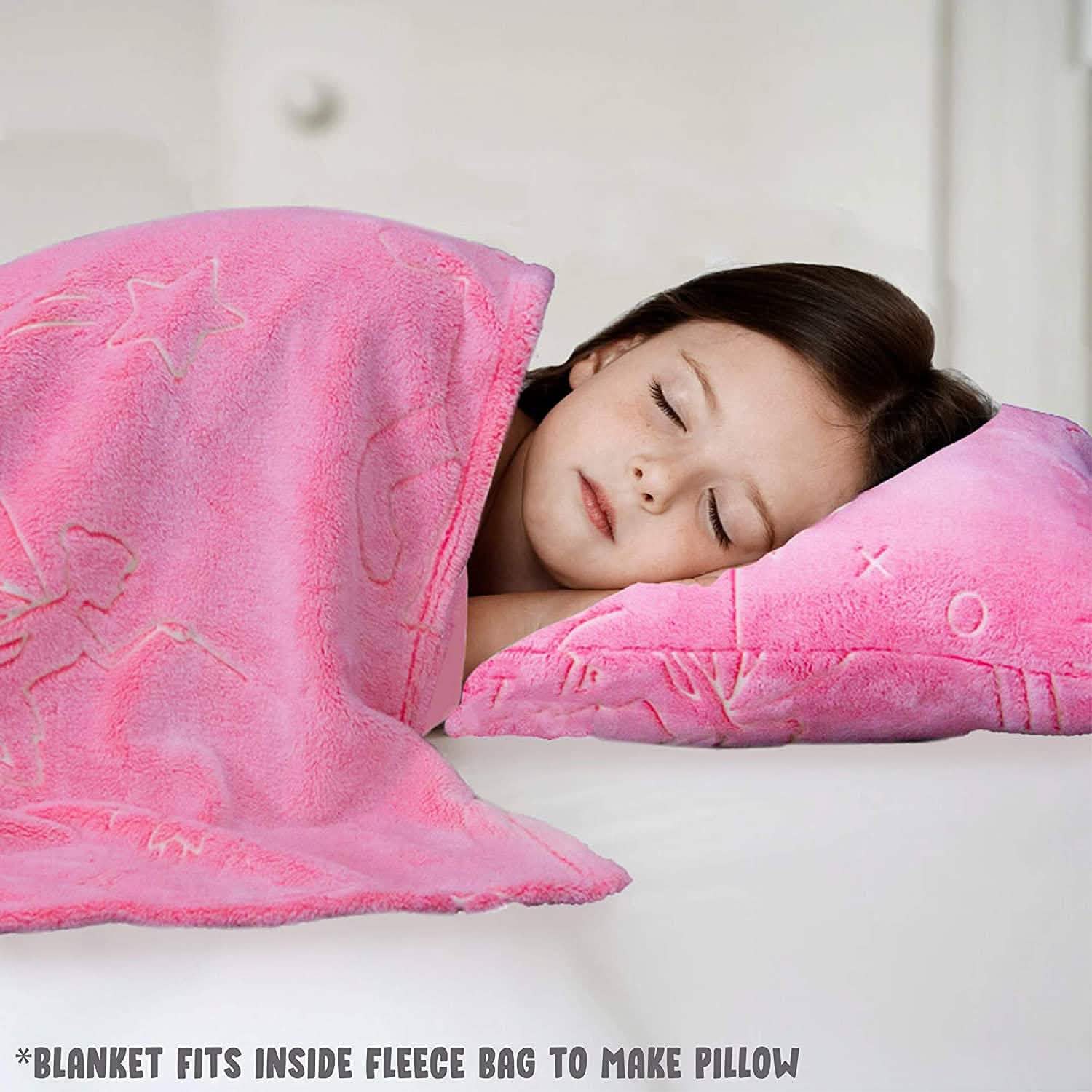 Glo-Fun Glow in the Dark Unicorn Blanket and Pillow Bag