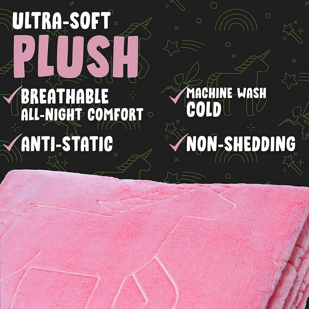 Glo-Fun Glow in the Dark Unicorn Blanket and Pillow Bag