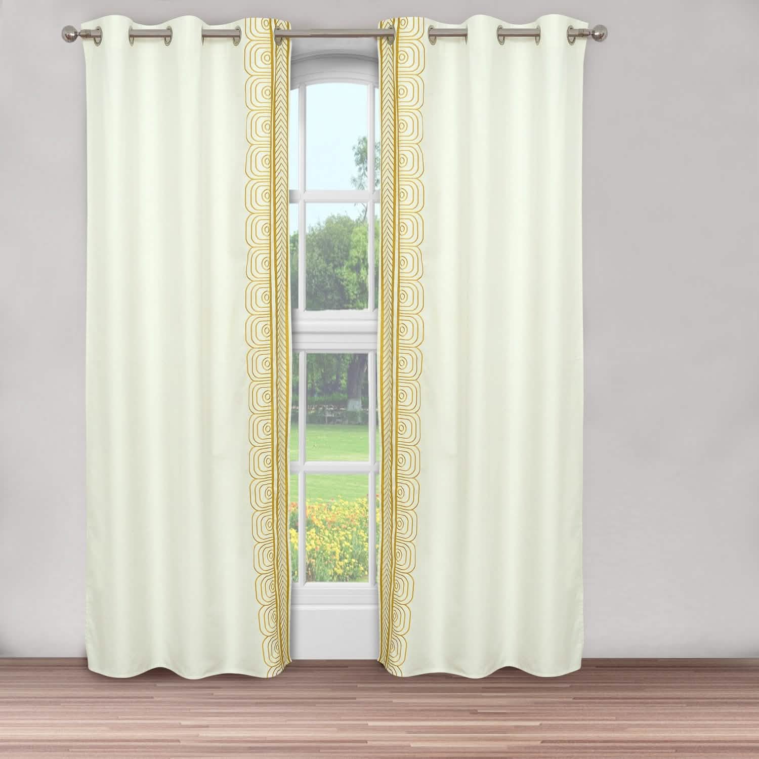 Global Embroidered Window Panel Pair