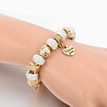 Gold Austrian Crystal "I Love You" Charm Bracelet