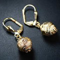 Gold Ball Drop Lever Back Earrings