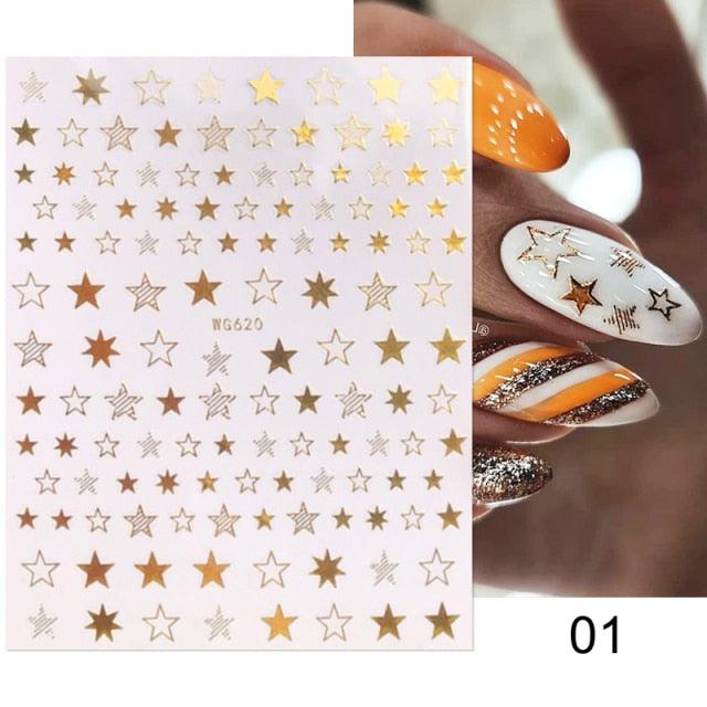 Gold Christmas Snowflake 3D Nail Stickers Sparkly Iridescent Silver Xmas Tree Elk Deer Transfer Sliders Winter Nails Accessories Design Decor Tip Transfer Nail Decals Sticker For Pretty Girl Self-Adhesive Nail Decals Designer Nail Stickers