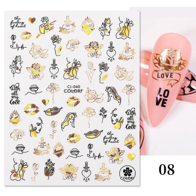 Gold Christmas Snowflake 3D Nail Stickers Sparkly Iridescent Silver Xmas Tree Elk Deer Transfer Sliders Winter Nails Accessories Design Decor Tip Transfer Nail Decals Sticker For Pretty Girl Self-Adhesive Nail Decals Designer Nail Stickers