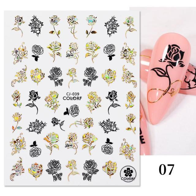 Gold Christmas Snowflake 3D Nail Stickers Sparkly Iridescent Silver Xmas Tree Elk Deer Transfer Sliders Winter Nails Accessories Design Decor Tip Transfer Nail Decals Sticker For Pretty Girl Self-Adhesive Nail Decals Designer Nail Stickers