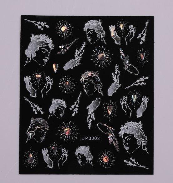 Gold Christmas Snowflake 3D Nail Stickers Sparkly Iridescent Silver Xmas Tree Elk Deer Transfer Sliders Winter Nails Accessories Design Decor Tip Transfer Nail Decals Sticker For Pretty Girl Self-Adhesive Nail Decals Designer Nail Stickers