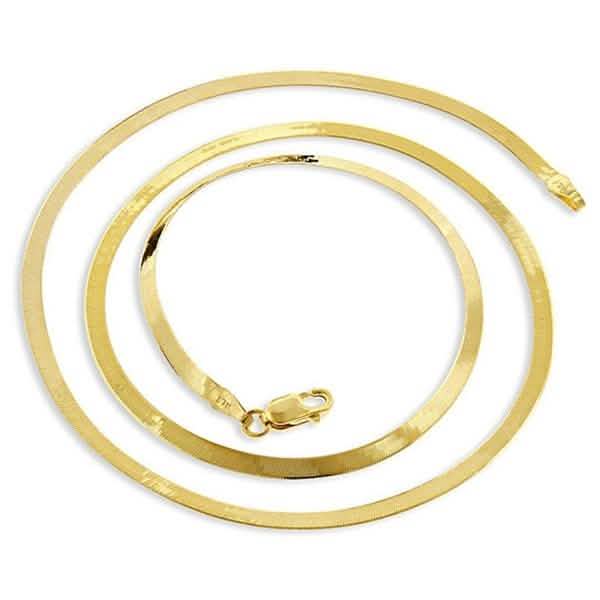 Gold Magic Herringbone Flat Chain Necklace - Size: 18"