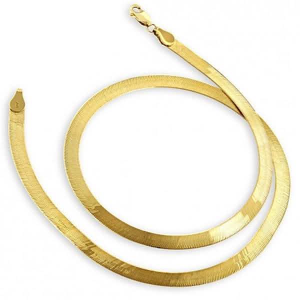 Gold Magic Herringbone Flat Chain Necklace - Size: 18"