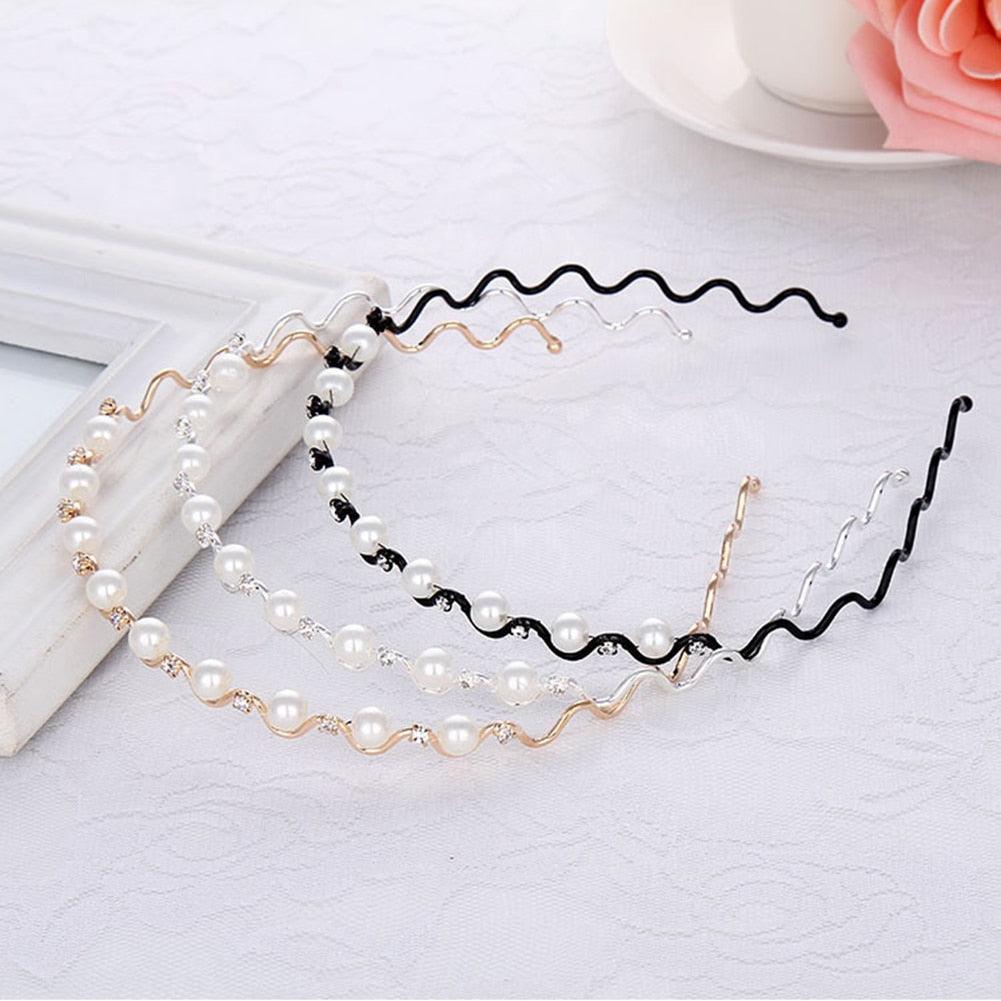 Gold Metal Hairbands For Women Hair Accessories Designer Band Hoops Wedding Pearl Headband Metal Bridal Headwear Bands