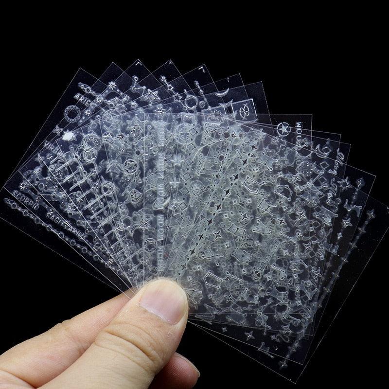 Gold Moon Star 3D Nail Stickers Ultra-thin Adhesive Decals Nail Art Decorations Stamping Manicure Nails Stickers Tool 3d Nail Decal Stickers Manicure Nail Art Decoration Accessories Holographic Old English Character Nail Self-Adhesive Sticker