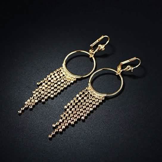 Gold Plated Chain Drop Hoop Earrings - Assorted Styles