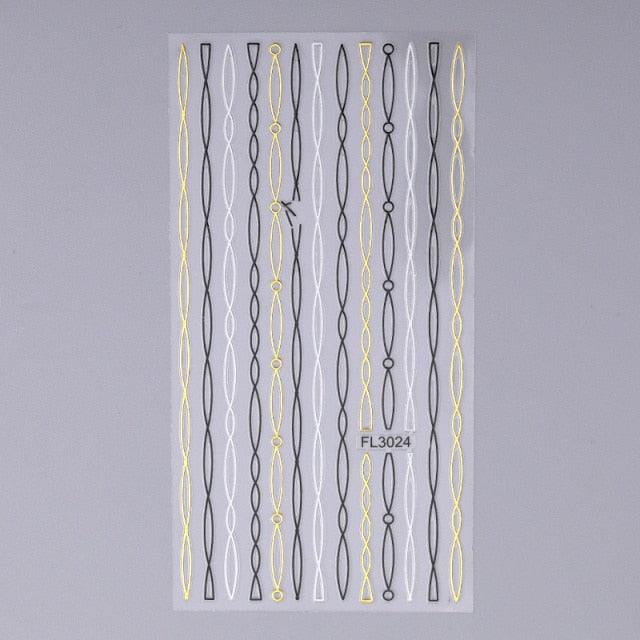 Gold Silver 3D Nail Sticker Curve Stripe Lines Nails Stickers Gradient Adhesive Striping Tape Nail Art Stickers Decal Decoration Metallic Curve Strip Line Nail Decal Self-Adhesive 3D Wave Design Decoration for Women Girls