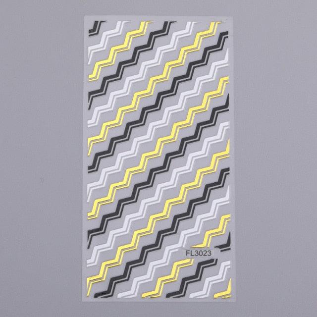 Gold Silver 3D Nail Sticker Curve Stripe Lines Nails Stickers Gradient Adhesive Striping Tape Nail Art Stickers Decal Decoration Metallic Curve Strip Line Nail Decal Self-Adhesive 3D Wave Design Decoration for Women Girls