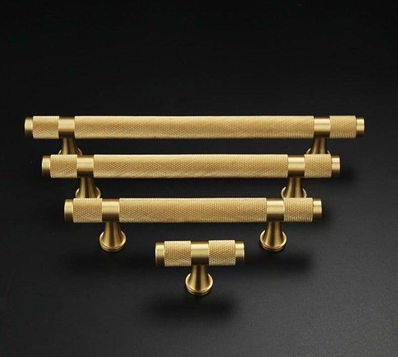 Golden Brass Knurled Textured Simple Kitchen Cabinet handle And Handles Drawer Pulls Bedroom Door Knobs  Cupboard Bathroom Door Handles Brushed Brass Pulls For Cabinets