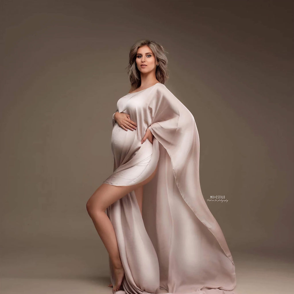 Silk Gown Maternity Photography Dress Chiffon Cloak