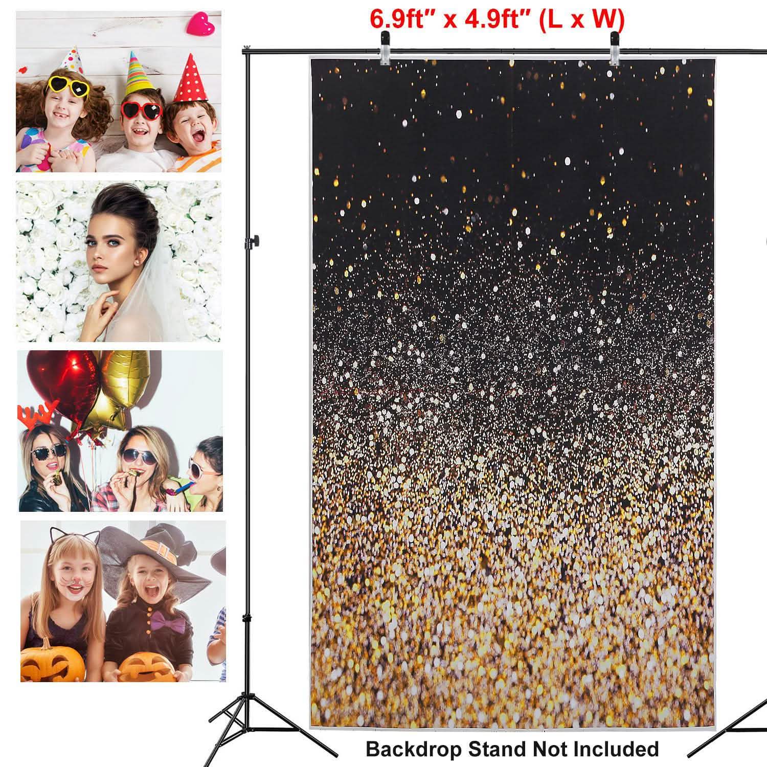 Gradual Glitter Black Gold Bokeh Spots Photography Background