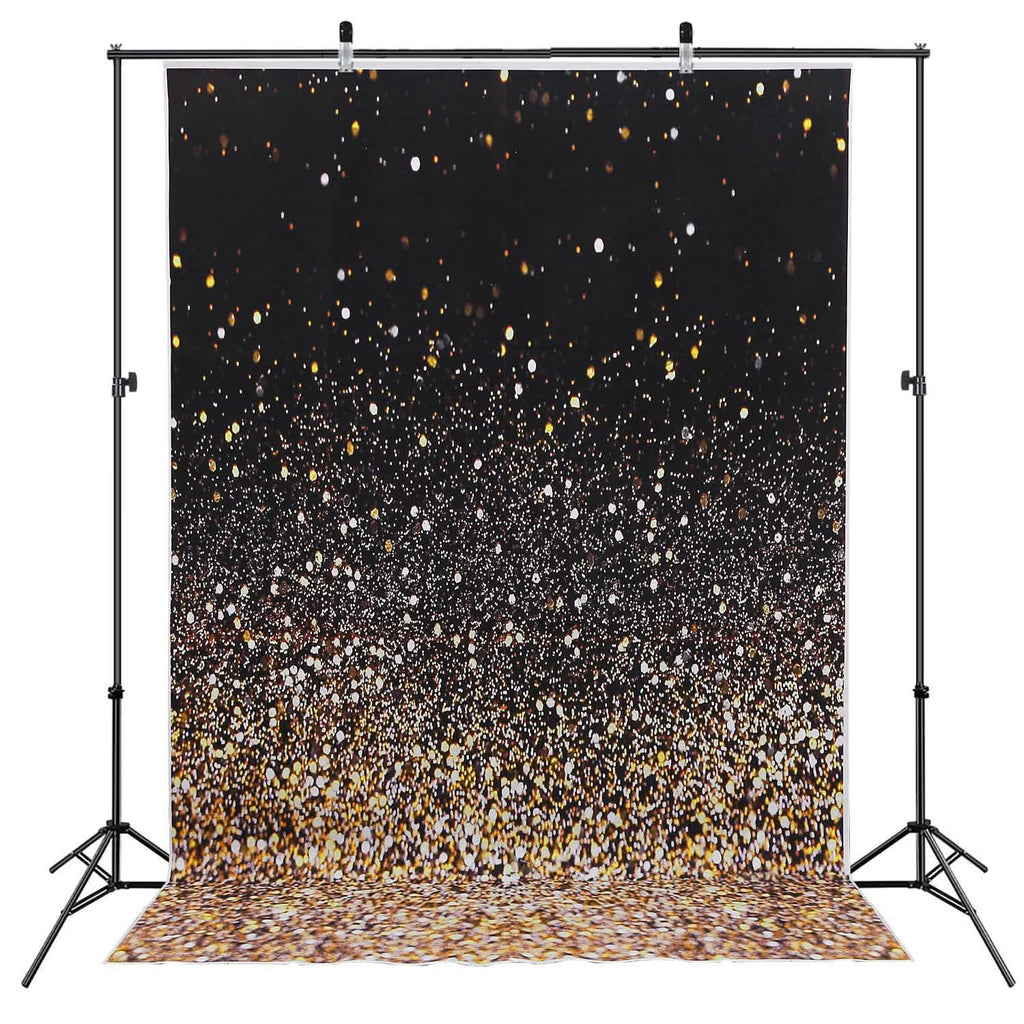 Gradual Glitter Black Gold Bokeh Spots Photography Background