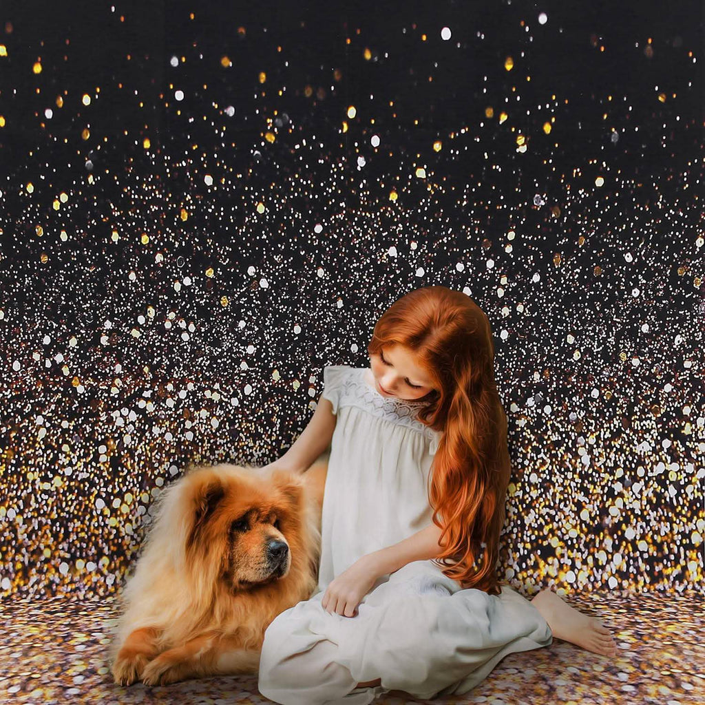 Gradual Glitter Black Gold Bokeh Spots Photography Background