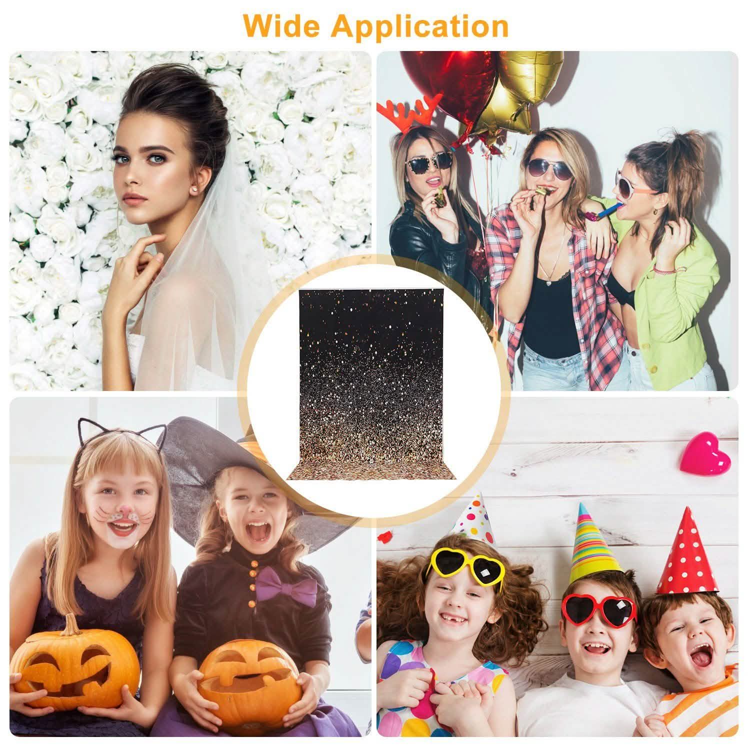 Gradual Glitter Black Gold Bokeh Spots Photography Background