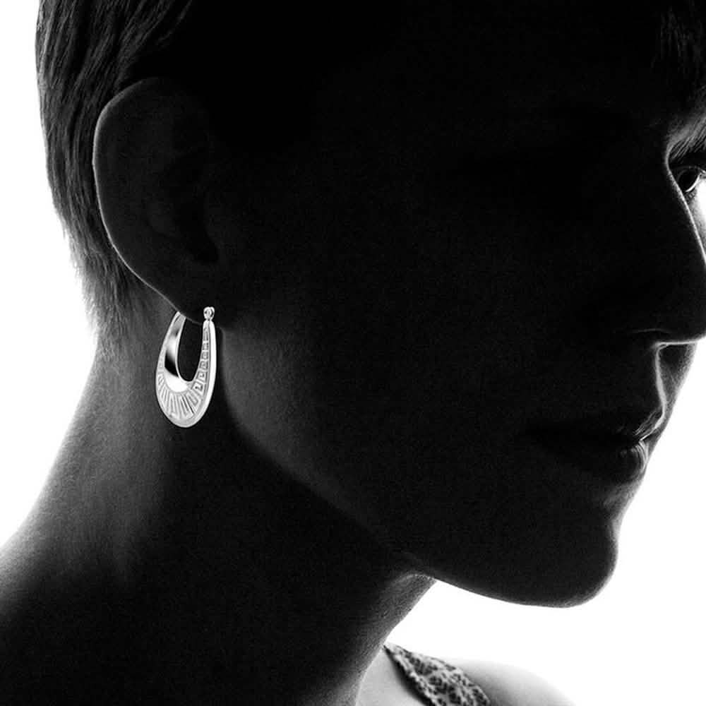 Greek Key Design Oval Hoop Earrings By Paolo Fortelini