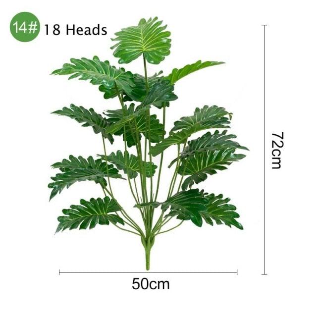 Green Artificial Palm Leaves Plastic Tropical Tree Fake  Indoor Outdoor Garden Home Outdoor Decorations