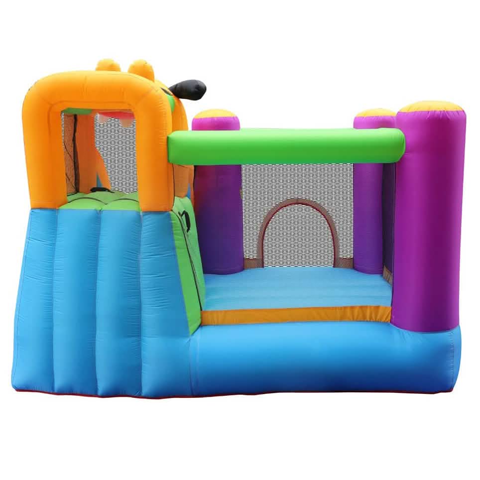 Green Dog Bouncy Castle House Slide and Jump 450W Blower