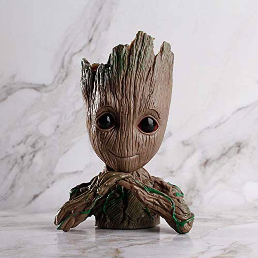 Groot Pen Pot Tree Man Pens Holder or Flower Pot with Drainage Hole