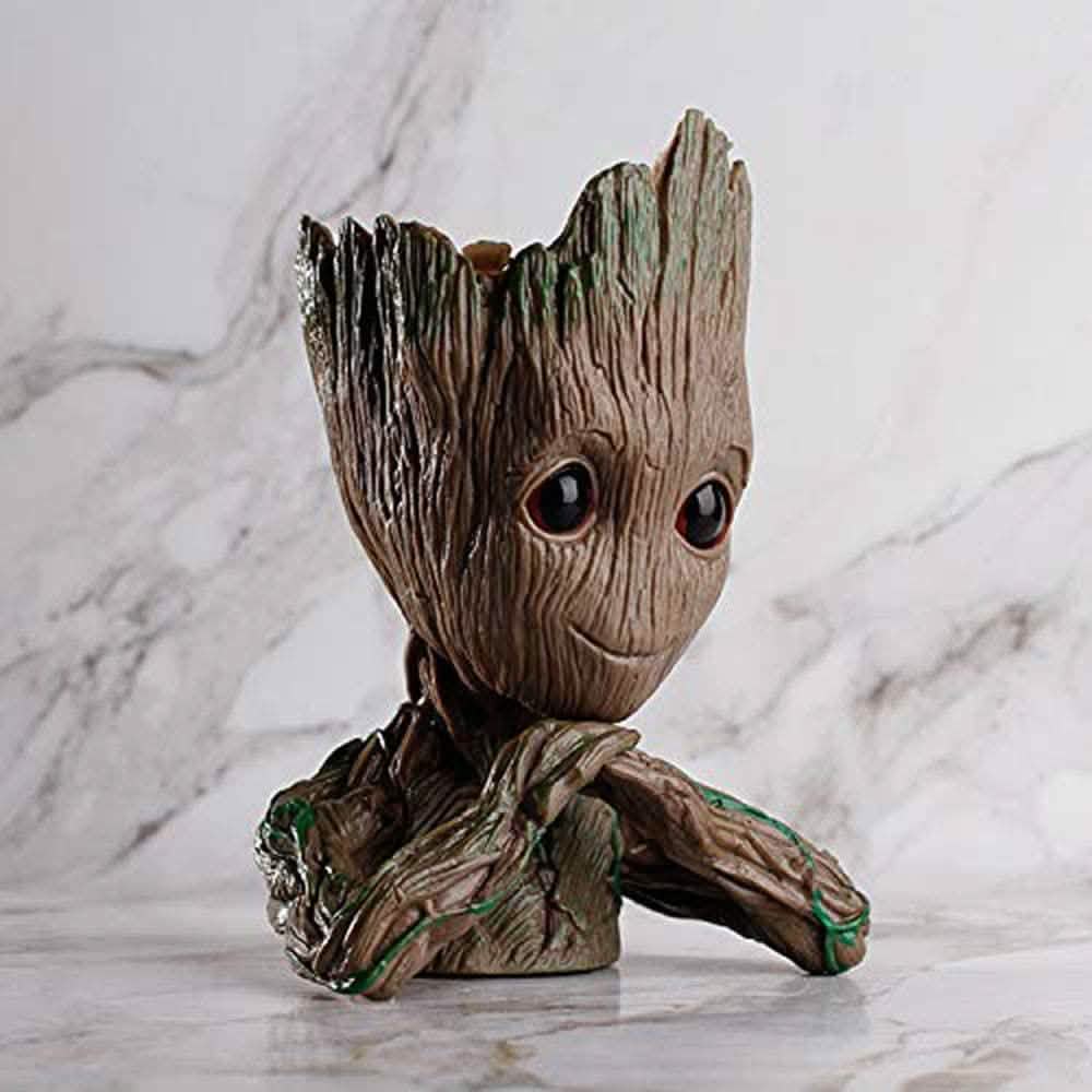 Groot Pen Pot Tree Man Pens Holder or Flower Pot with Drainage Hole