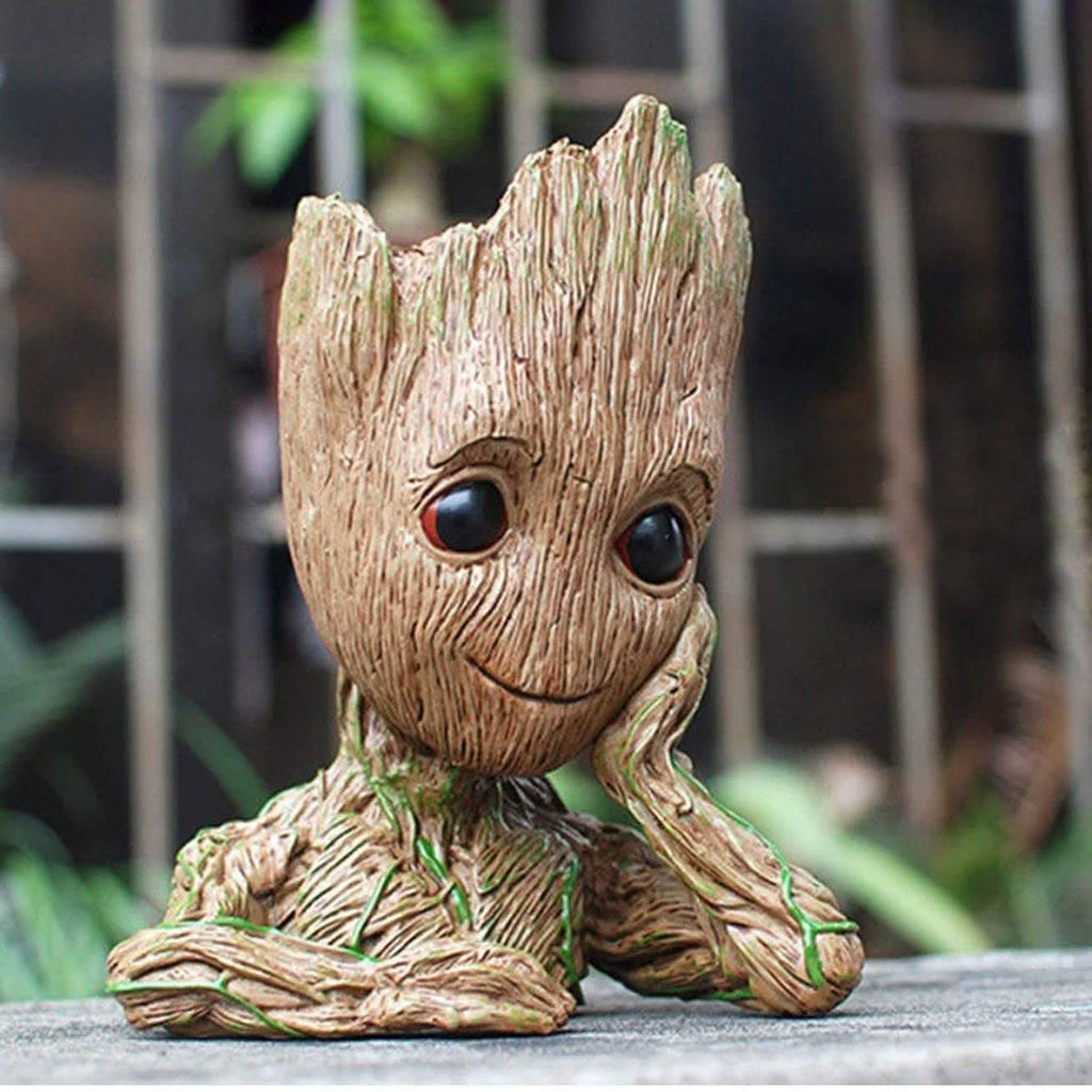 Groot Pen Pot Tree Man Pens Holder or Flower Pot with Drainage Hole