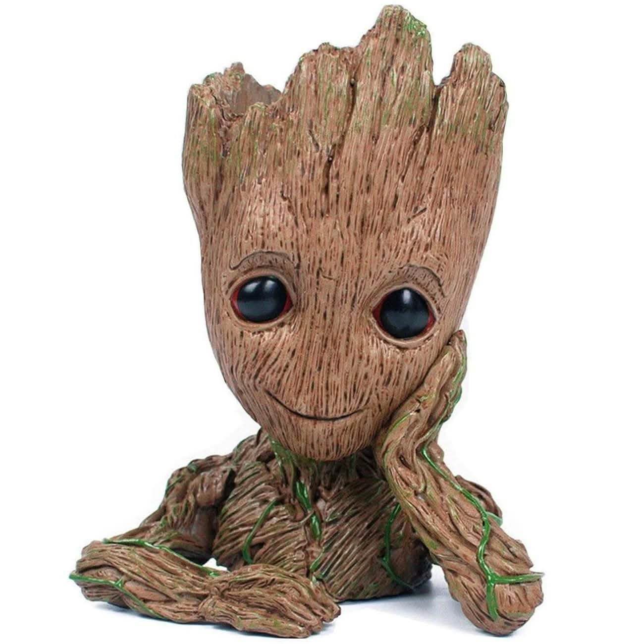 Groot Pen Pot Tree Man Pens Holder or Flower Pot with Drainage Hole