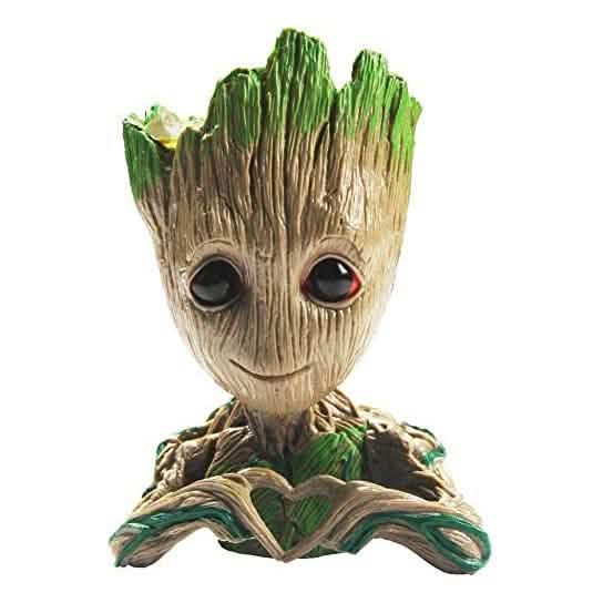 Groot Pen Pot Tree Man Pens Holder or Flower Pot with Drainage Hole